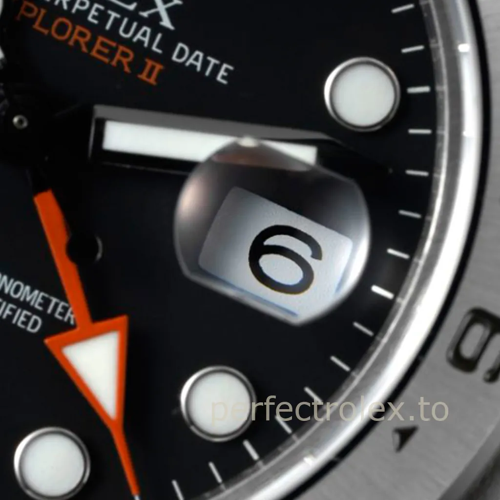 Rolex-Explorer-II-216570-Black-Dial-42mm-GMT-Adventure-Super-Clone-Watch-with-3185-Movement-Dial-Detail-2