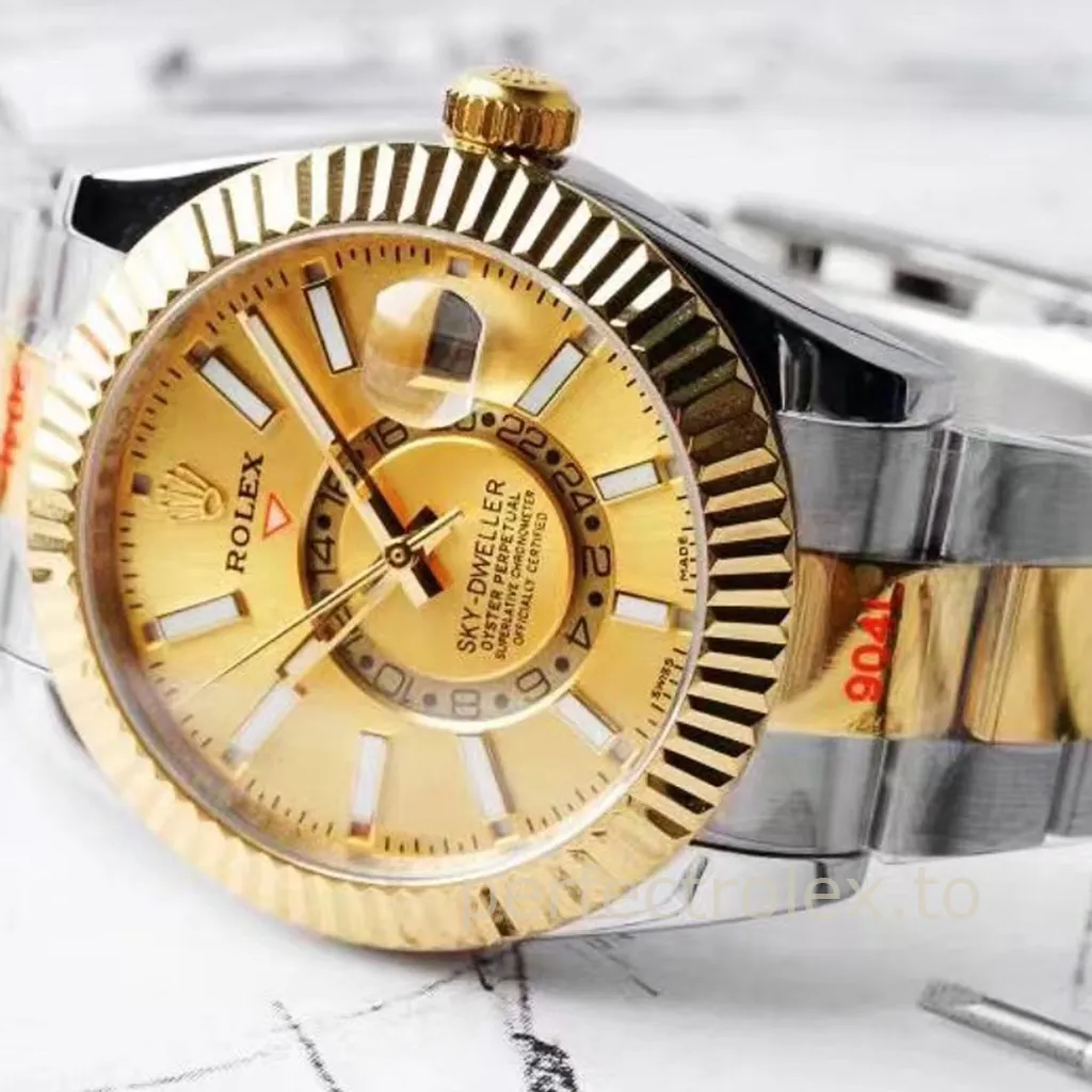 Rolex-Sky-Dweller-42mm-Ref-326933-0001-Champagne-Dial-with-9001-Movement-Super-Clone-Watch-Dial-Detail-2