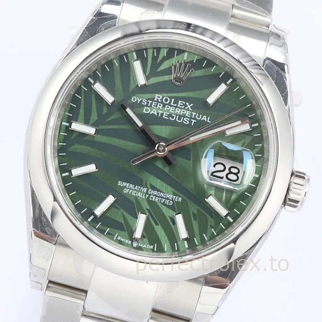 Rolex-Datejust-126200-0020-36mm-904L-Steel-Super-Clone-Watch-with-Green-Palm-Motif-Dial-Dial-Detail-1
