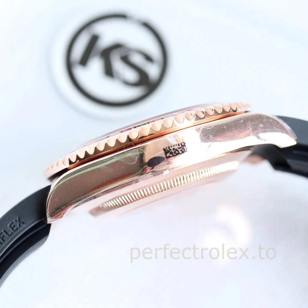 Rolex-Yacht-Master-116695SATS-40mm-Rainbow-Gem-Set-Bezel-with-3135-Movement-Replica-Watch-Left-Side-View