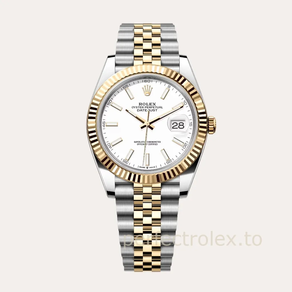 Rolex-Datejust-126333-Yellow-Rolesor-41mm-White-Dial-Jubilee-Bracelet-Calibre-3235-Replica-Watch-Hero-Image