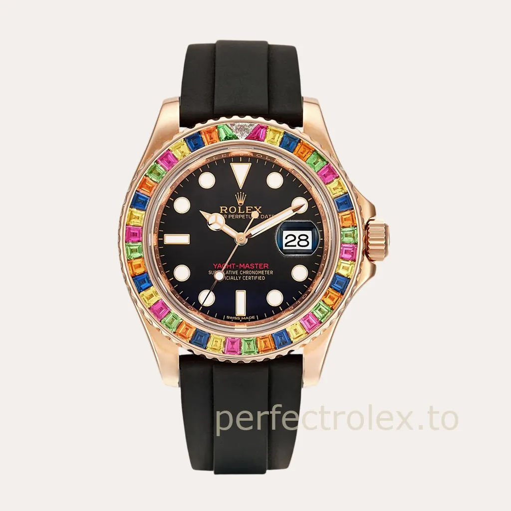 Rolex-Yacht-Master-116695SATS-40mm-Rainbow-Gem-Set-Bezel-with-3135-Movement-Replica-Watch-Hero-Image