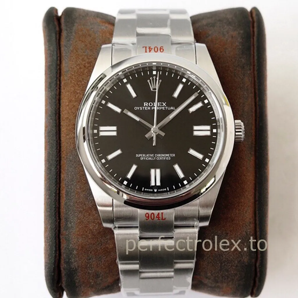 Rolex-Oyster-Perpetual-41-Black-Dial-Ref-124300-0002-41mm-Oystersteel-Calibre-3230-Replica-Watch-Front-View-1