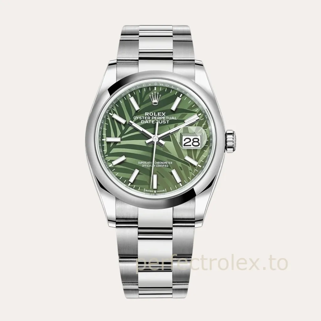 Rolex-Datejust-126200-0020-36mm-904L-Steel-Super-Clone-Watch-with-Green-Palm-Motif-Dial-Hero-Image