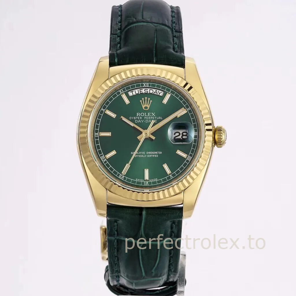 Rolex-Day-Date-118138-0003-36mm-Green-Dial-with-3155-Movement-Super-Clone-Watch-Front-View-1