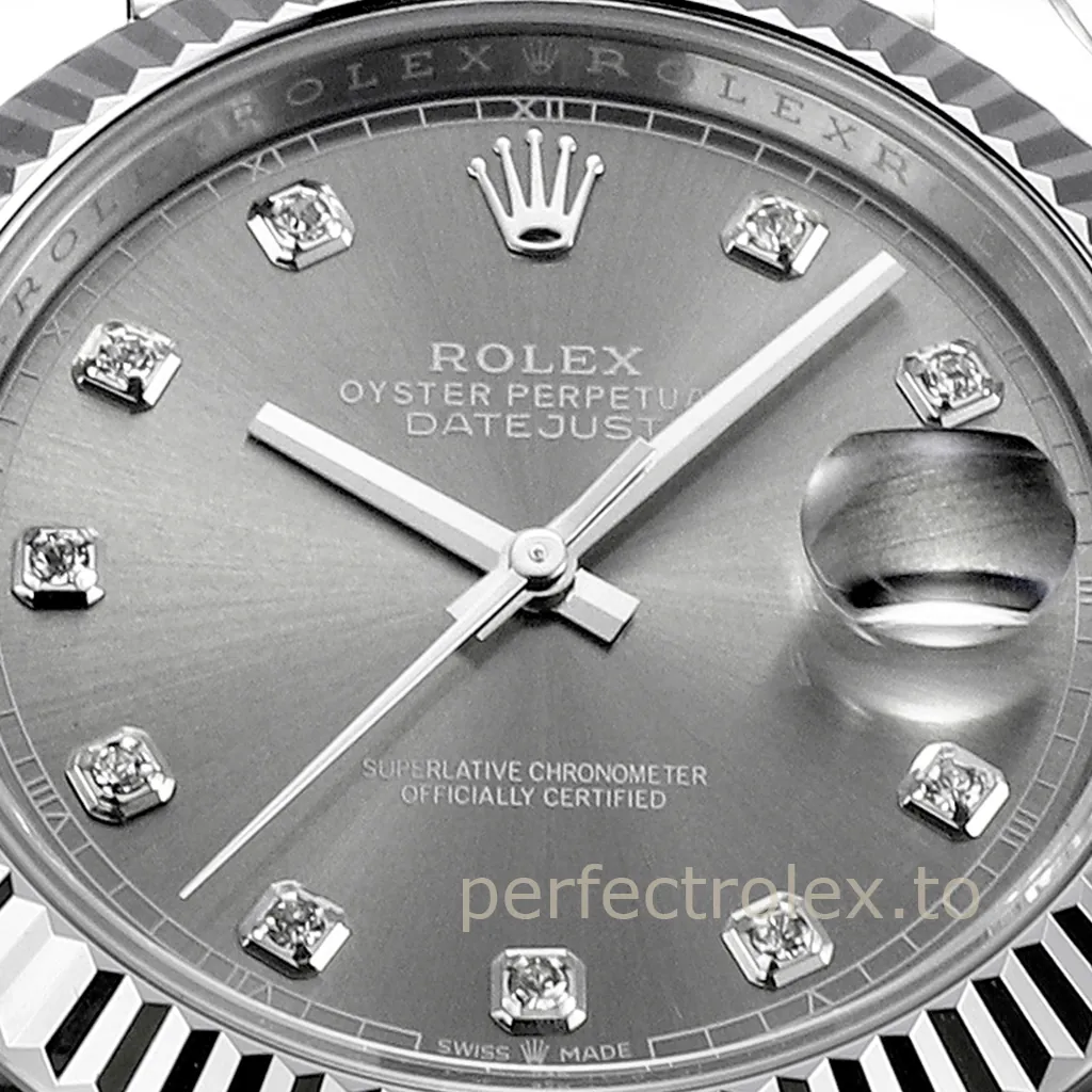 Rolex-Datejust-126334-41mm-Grey-Diamond-Dial-904L-Stainless-Steel-Replica-Watch-with-3235-Movement-Dial-Detail-1