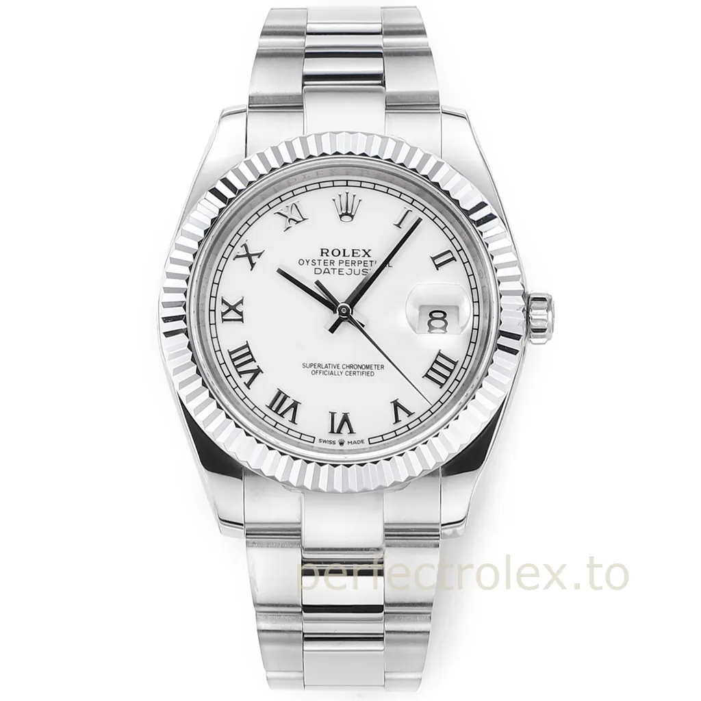 Rolex-Datejust-126334-White-Roman-Numeral-Dial-41mm-904L-Stainless-Steel-Automatic-Replica-Watch-Front-View-1