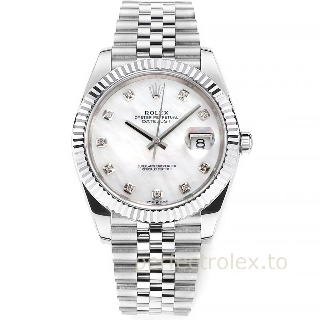 Rolex-Datejust-126334-41mm-Mother-of-Pearl-Diamond-Dial-with-904L-Steel-Jubilee-Bracelet-Replica-Watch-Front-View-1