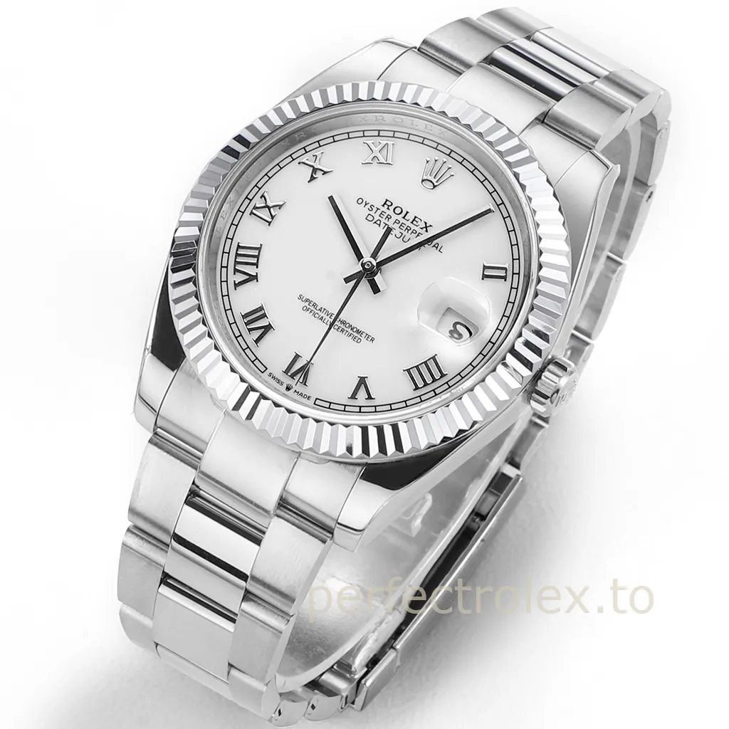 Rolex-Datejust-126334-White-Roman-Numeral-Dial-41mm-904L-Stainless-Steel-Automatic-Replica-Watch-Front-View-2