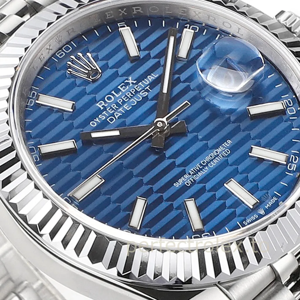Rolex-Datejust-126334-Blue-Textured-Dial-41mm-904L-Stainless-Steel-Automatic-Replica-Watch-Dial-Detail-2