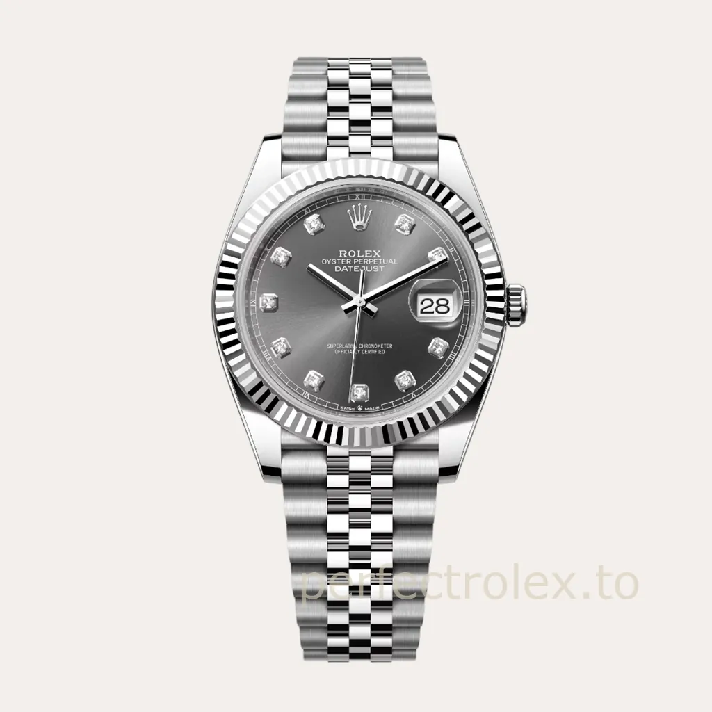 Rolex-Datejust-126334-41mm-Grey-Diamond-Dial-904L-Stainless-Steel-Replica-Watch-with-3235-Movement-Hero-Image