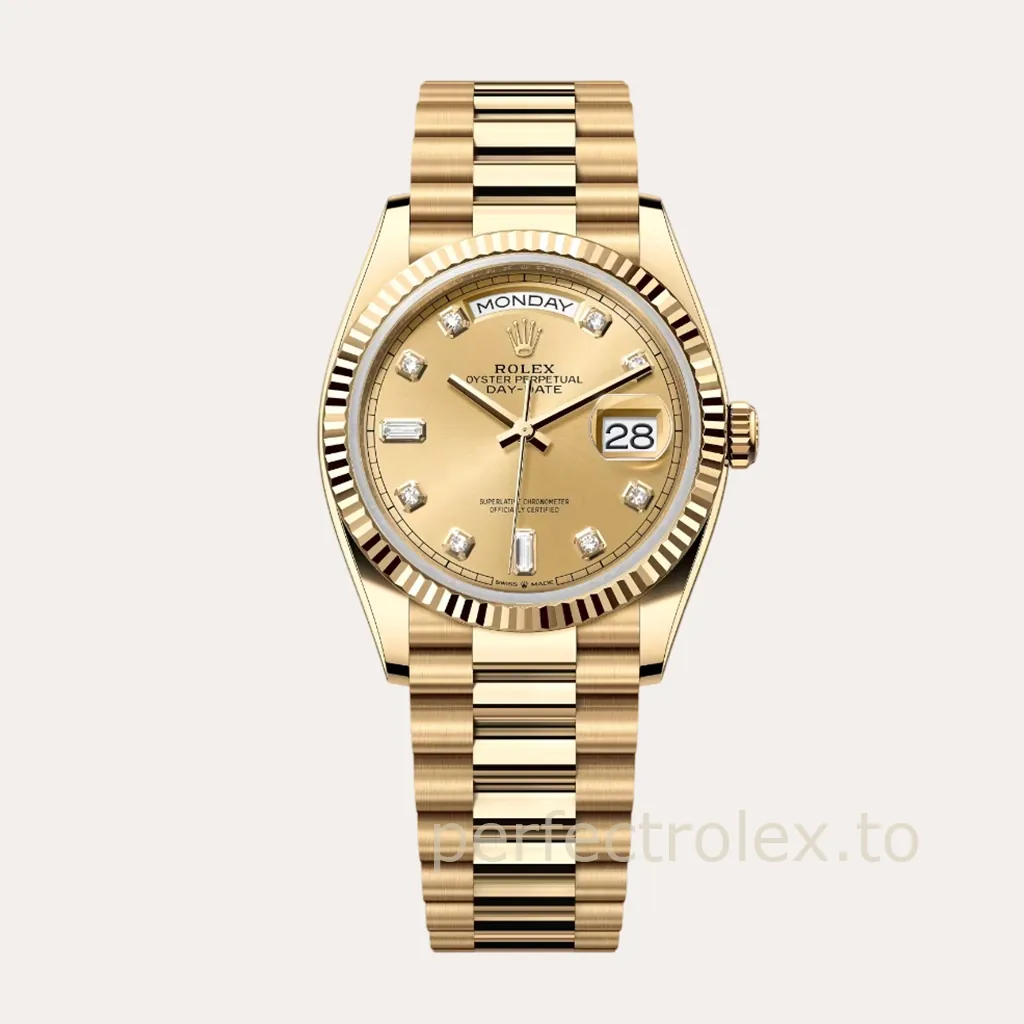 Rolex-Day-Date-36mm-M128238-0008-Gold-Dial-904L-Stainless-Steel-Calibre-3255-Super-Clone-Watch-Hero-Image