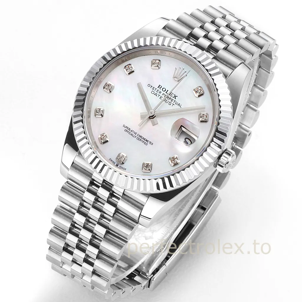 Rolex-Datejust-126334-41mm-Mother-of-Pearl-Diamond-Dial-with-904L-Steel-Jubilee-Bracelet-Replica-Watch-Front-View-2