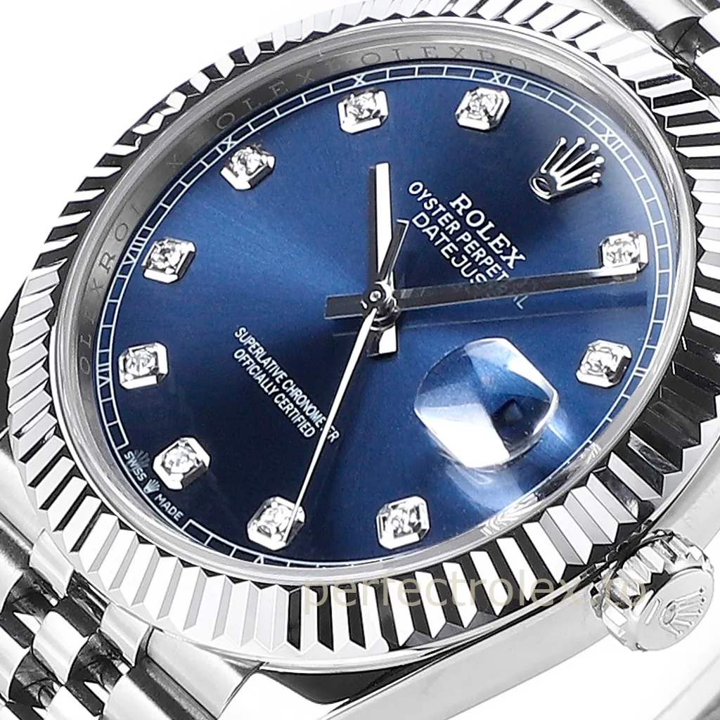 Rolex-Datejust-126334-41mm-Blue-Diamond-Dial-904L-Steel-Replica-Watch-with-3235-Movement-Dial-Detail-2