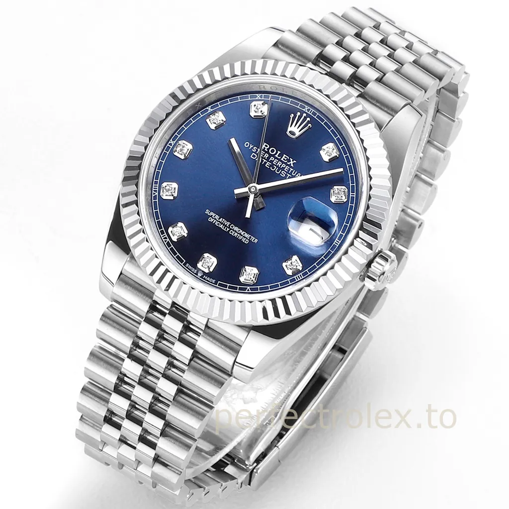 Rolex-Datejust-126334-41mm-Blue-Diamond-Dial-904L-Steel-Replica-Watch-with-3235-Movement-Front-View-1