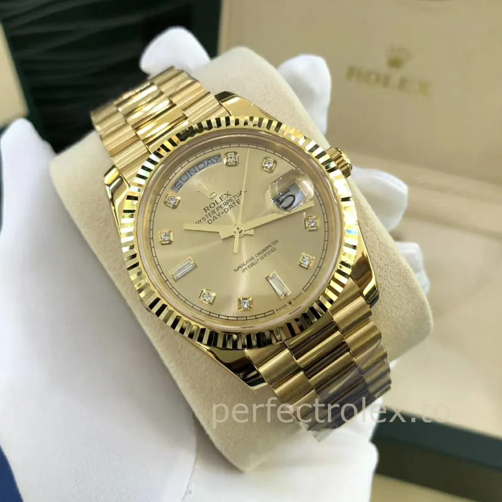 Rolex-Day-Date-36mm-M128238-0008-Gold-Dial-904L-Stainless-Steel-Calibre-3255-Super-Clone-Watch-Front-View-1