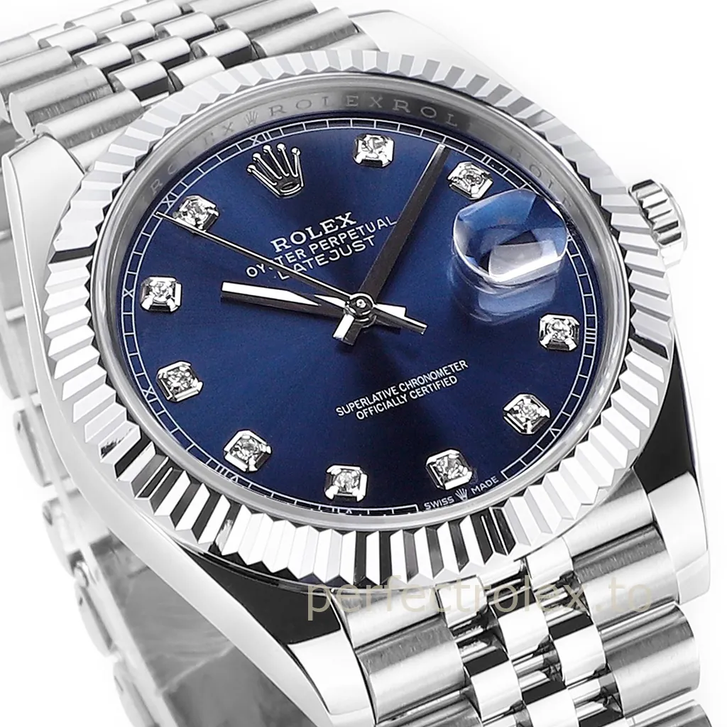 Rolex-Datejust-126334-41mm-Blue-Diamond-Dial-904L-Steel-Replica-Watch-with-3235-Movement-Dial-Detail-1