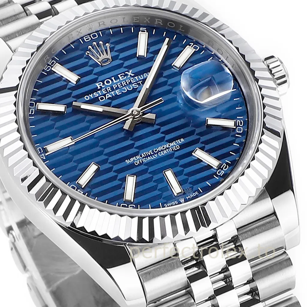 Rolex-Datejust-126334-Blue-Textured-Dial-41mm-904L-Stainless-Steel-Automatic-Replica-Watch-Dial-Detail-3