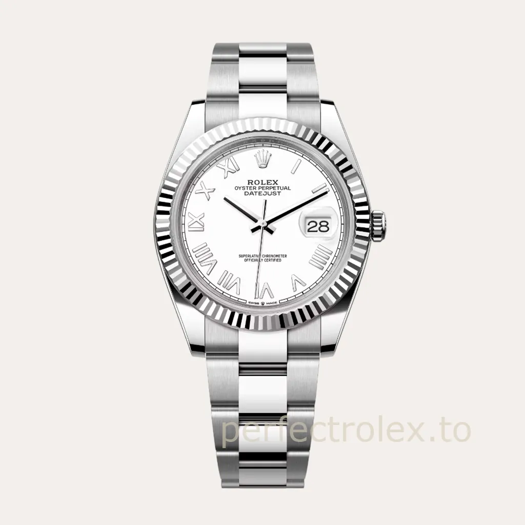 Rolex-Datejust-126334-White-Roman-Numeral-Dial-41mm-904L-Stainless-Steel-Automatic-Replica-Watch-Hero-Image