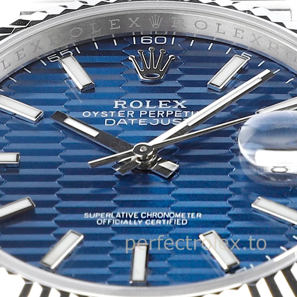 Rolex-Datejust-126334-Blue-Textured-Dial-41mm-904L-Stainless-Steel-Automatic-Replica-Watch-Dial-Detail-1