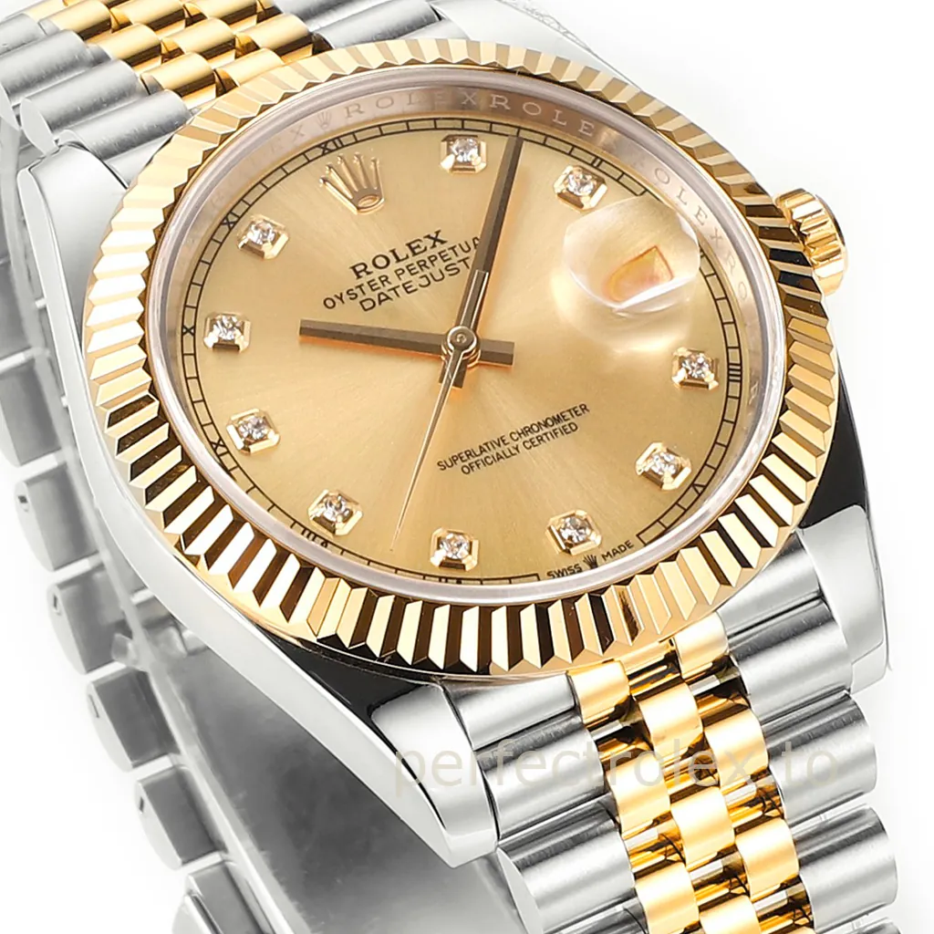 Rolex-Datejust-126333-0012-41mm-Gold-Steel-Champagne-Diamond-Dial-Super-Clone-Watch-Dial-Detail-1