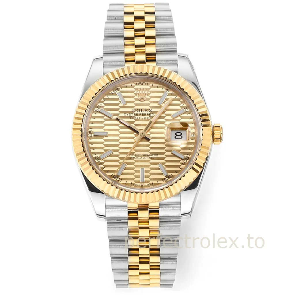Rolex-Datejust-126333-0022-41mm-904L-Steel-Replica-Watch-Champagne-Textured-Dial-3235-Movement-Front-View-1
