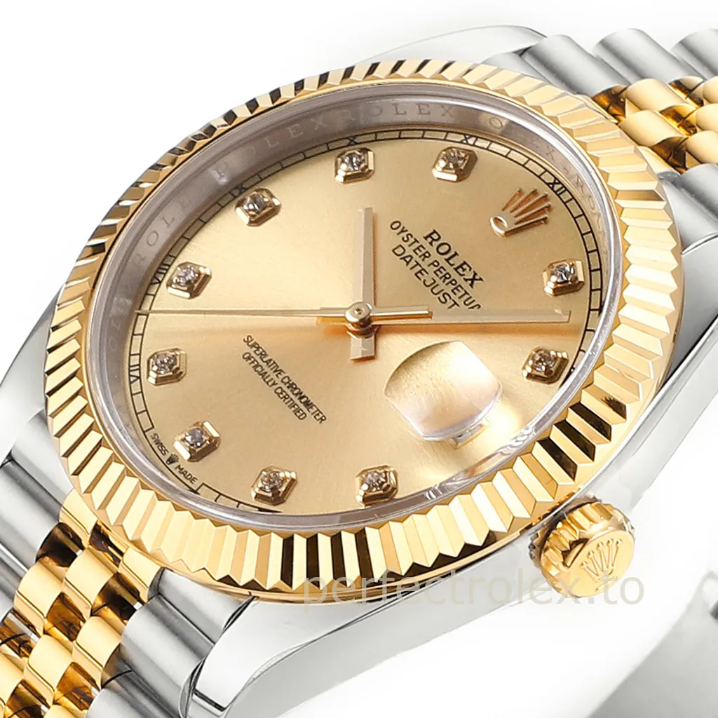 Rolex-Datejust-126333-0012-41mm-Gold-Steel-Champagne-Diamond-Dial-Super-Clone-Watch-Dial-Detail-3
