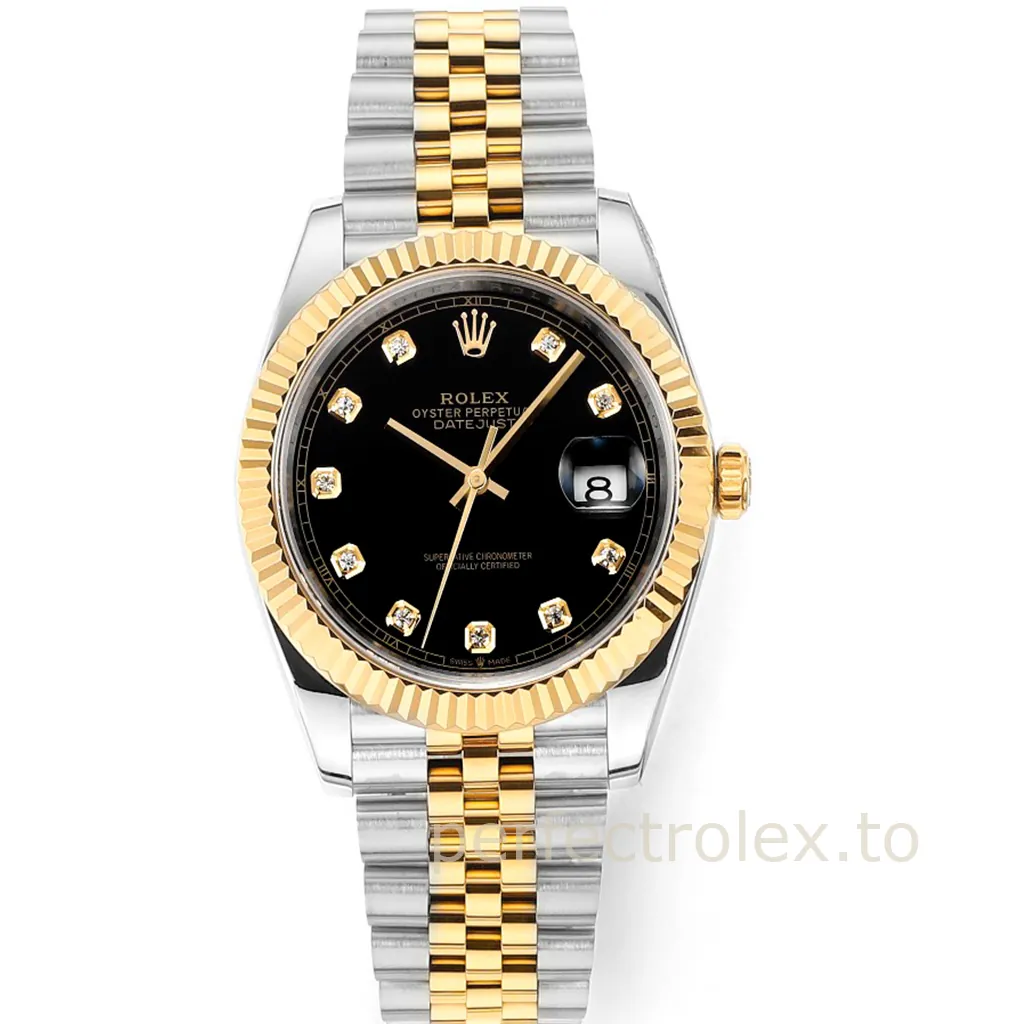 Rolex-Datejust-126333-0006-41mm-904L-Steel-Black-Diamond-Dial-Super-Clone-Watch-Front-View-1