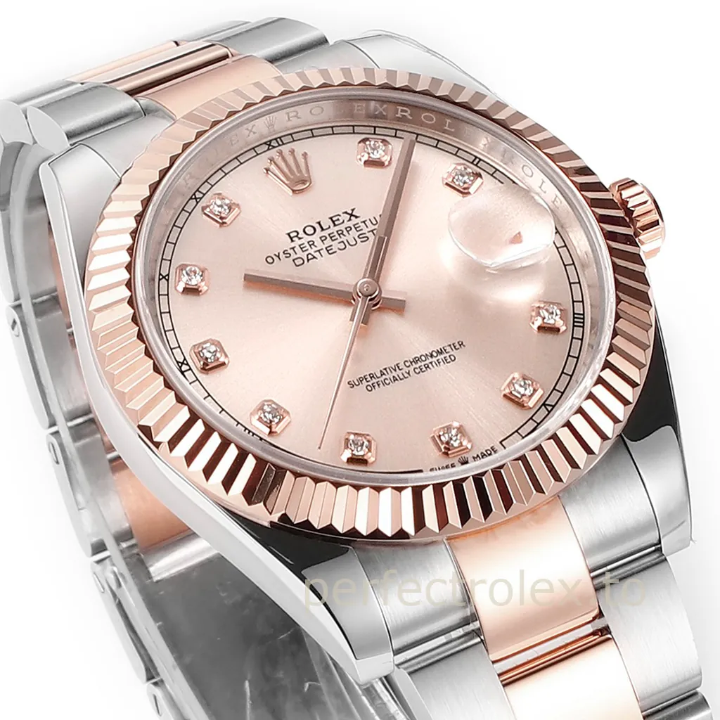 Rolex-Datejust-126331-0007-Rose-Gold-Dial-41mm-Luxury-Replica-Watch-Jubilee-Bracelet-3235-Movement-Dial-Detail-3