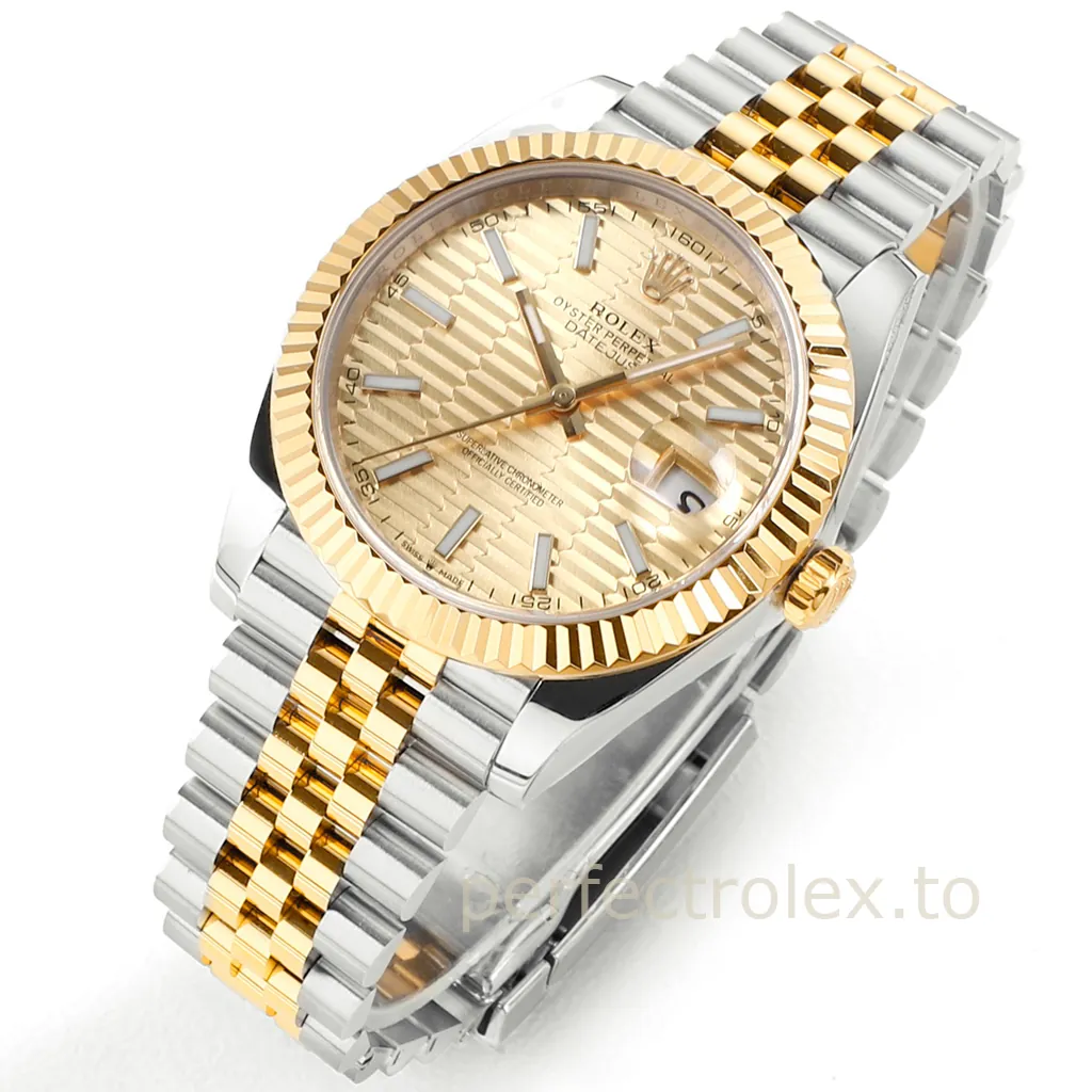 Rolex-Datejust-126333-0022-41mm-904L-Steel-Replica-Watch-Champagne-Textured-Dial-3235-Movement-Front-View-2