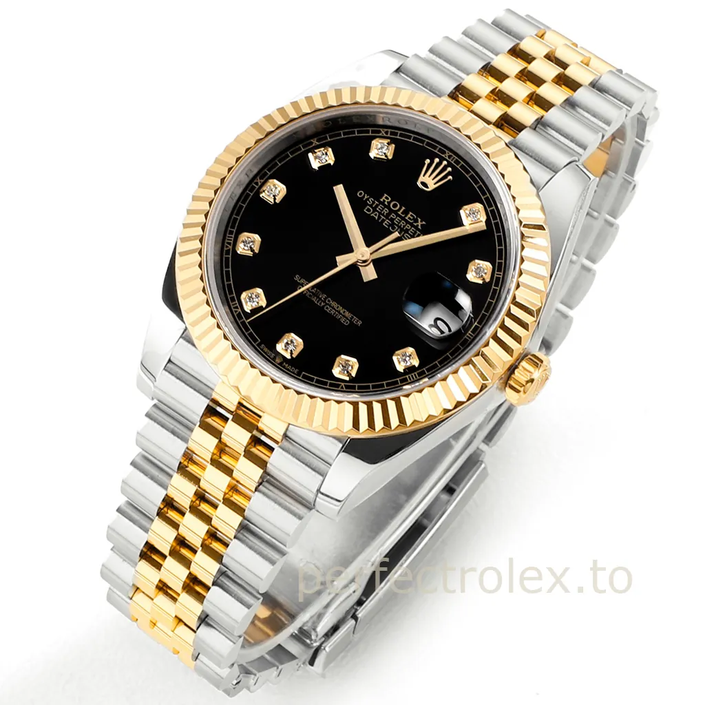 Rolex-Datejust-126333-0006-41mm-904L-Steel-Black-Diamond-Dial-Super-Clone-Watch-Front-View-2