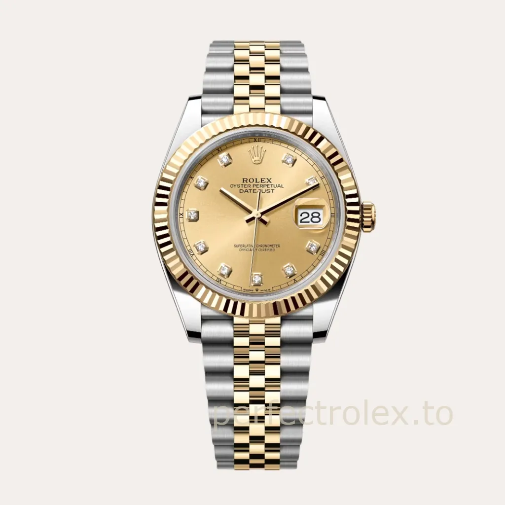 Rolex-Datejust-126333-0012-41mm-Gold-Steel-Champagne-Diamond-Dial-Super-Clone-Watch-Hero-Image