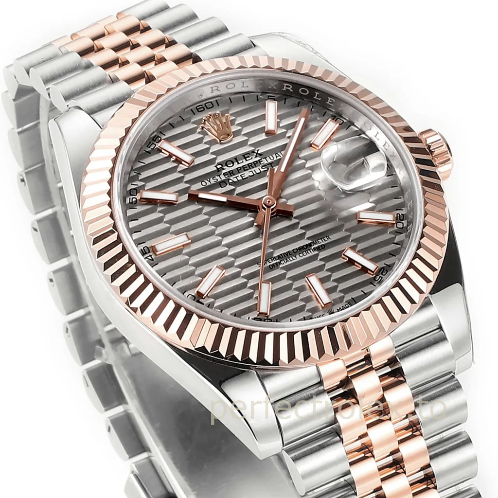 Rolex-Datejust-126331-41mm-Slate-Fluted-Motif-Dial-Rose-Gold-904L-Steel-Super-Clone-Watch-Dial-Detail-3