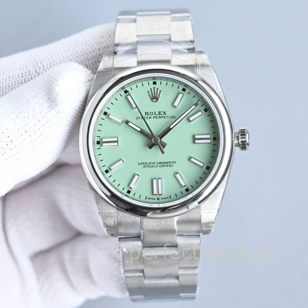 Rolex-Oyster-Perpetual-134300-0006-41mm-904L-Steel-Mint-Green-Dial-Automatic-Super-Clone-Watch-Front-View-1
