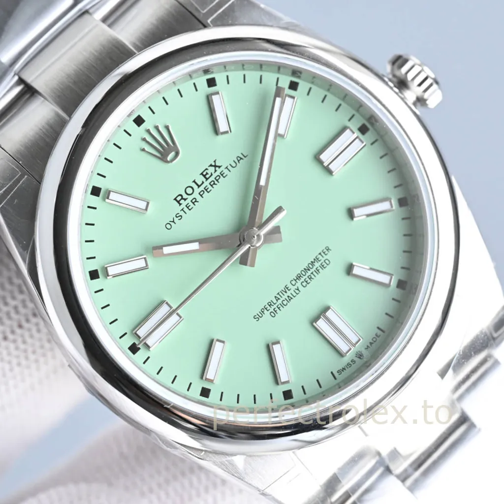 Rolex-Oyster-Perpetual-134300-0006-41mm-904L-Steel-Mint-Green-Dial-Automatic-Super-Clone-Watch-Dial-Detail-1