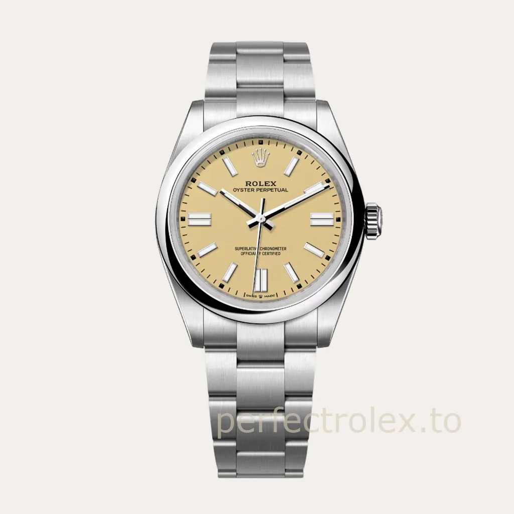 Rolex-Oyster-Perpetual-134300-0007-904L-Steel-41mm-Pale-Yellow-Dial-Super-Clone-Watch-Hero-Image