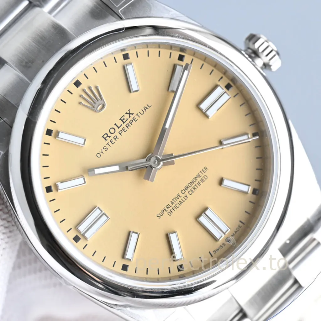 Rolex-Oyster-Perpetual-134300-0007-904L-Steel-41mm-Pale-Yellow-Dial-Super-Clone-Watch-Dial-Detail-1
