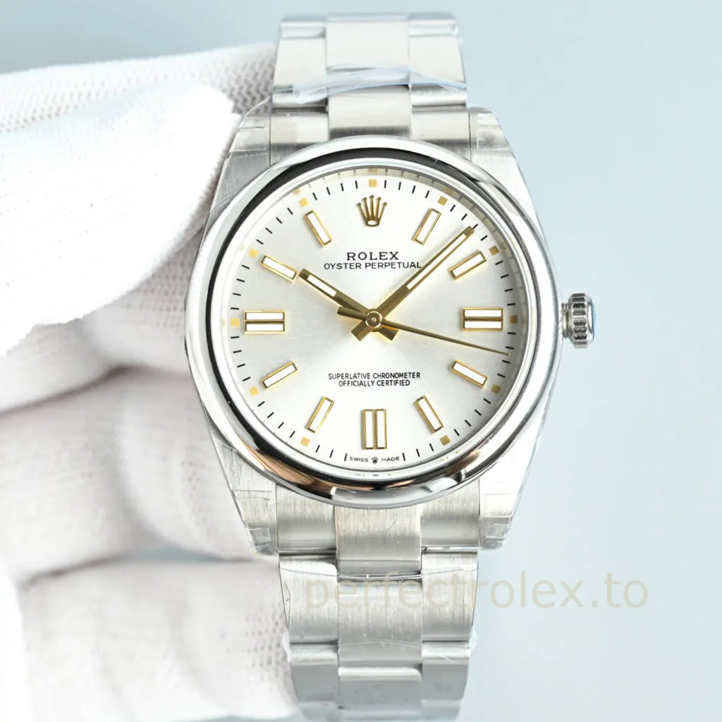 Rolex-Oyster-Perpetual-134300-0001-41mm-Silver-Sunburst-Dial-3230-Automatic-Super-Clone-Watch-Front-View-1