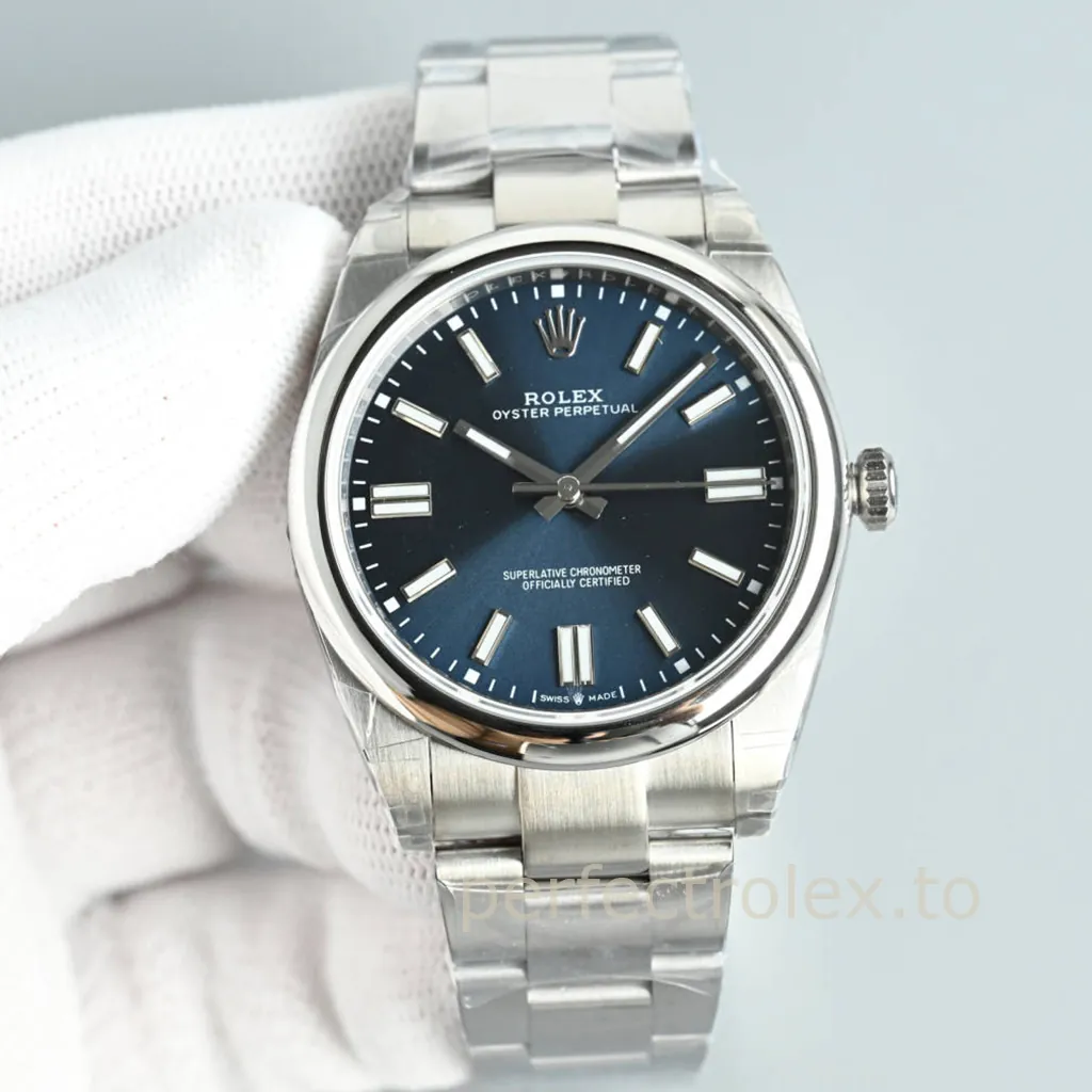 Rolex-Oyster-Perpetual-134300-0009-41mm-Deep-Blue-Sunburst-Dial-3230-Automatic-Super-Clone-Watch-Front-View-1