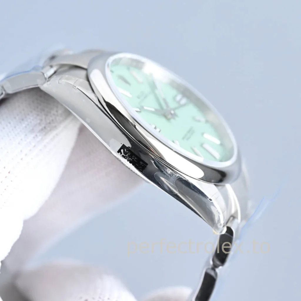 Rolex-Oyster-Perpetual-134300-0006-41mm-904L-Steel-Mint-Green-Dial-Automatic-Super-Clone-Watch-Left-Side-View