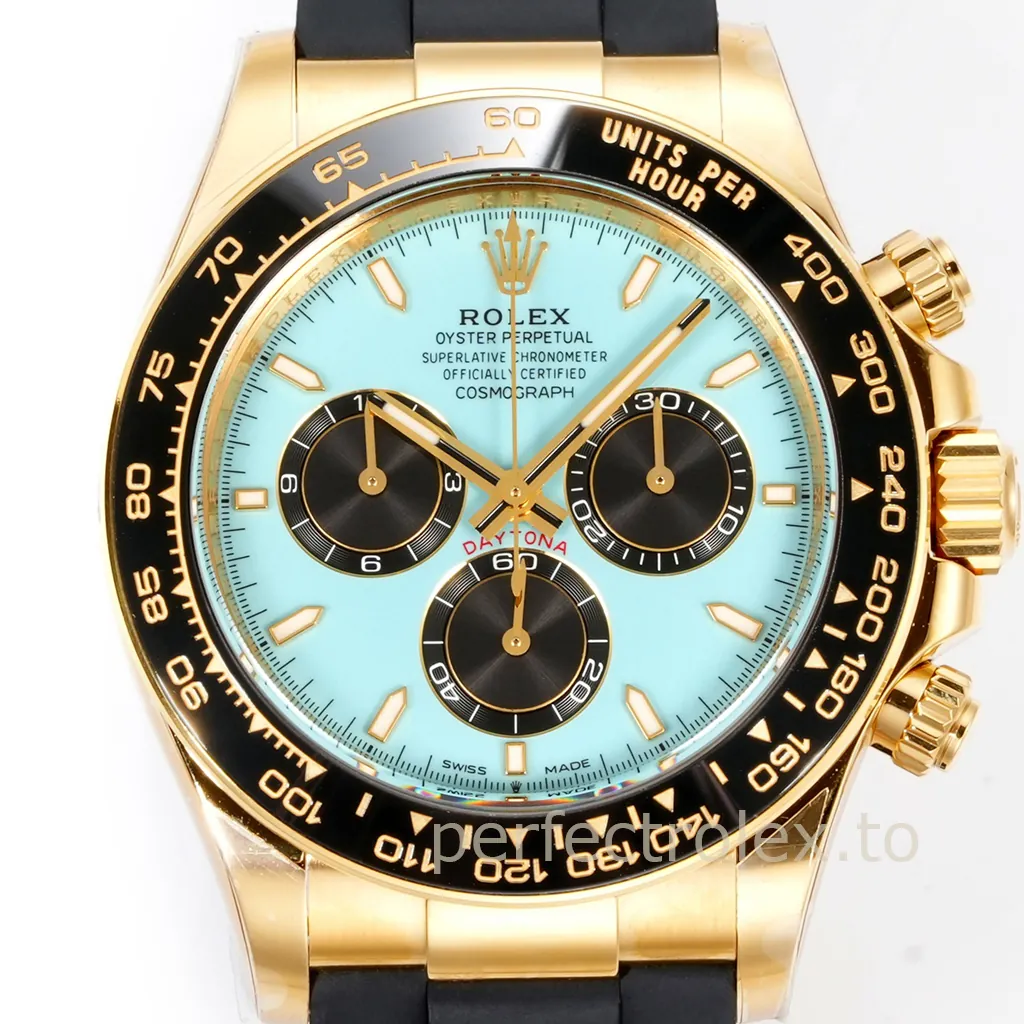 Rolex-Daytona-126518LN-0014-40mm-Turquoise-Blue-Dial-Gold-Tone-Chronograph-Super-Clone-Watch-Dial-Detail-1