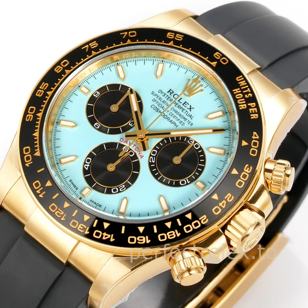 Rolex-Daytona-126518LN-0014-40mm-Turquoise-Blue-Dial-Gold-Tone-Chronograph-Super-Clone-Watch-Dial-Detail-2
