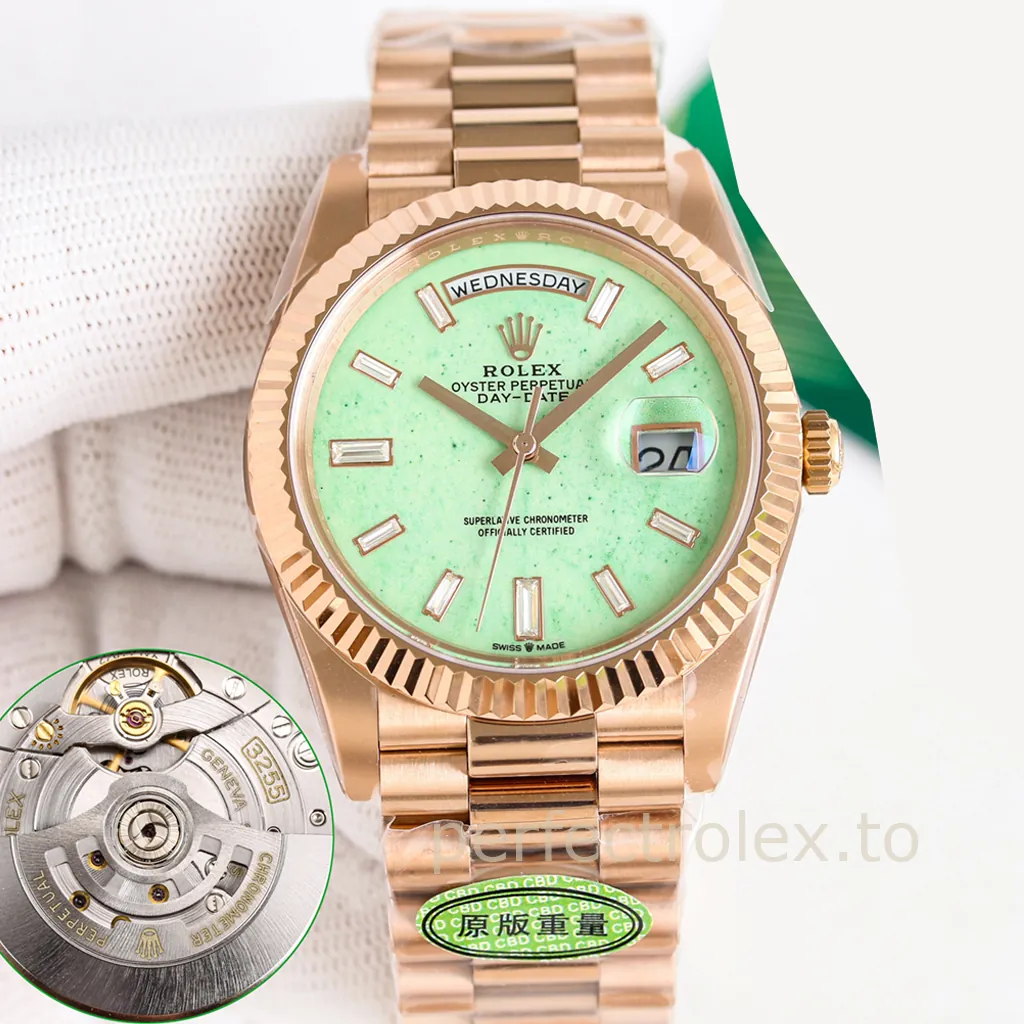 Rolex-Day-Date-228235JG-0003-40mm-Mint-Green-Dial-with-3255-Movement-Super-Clone-Watch-Front-View-1