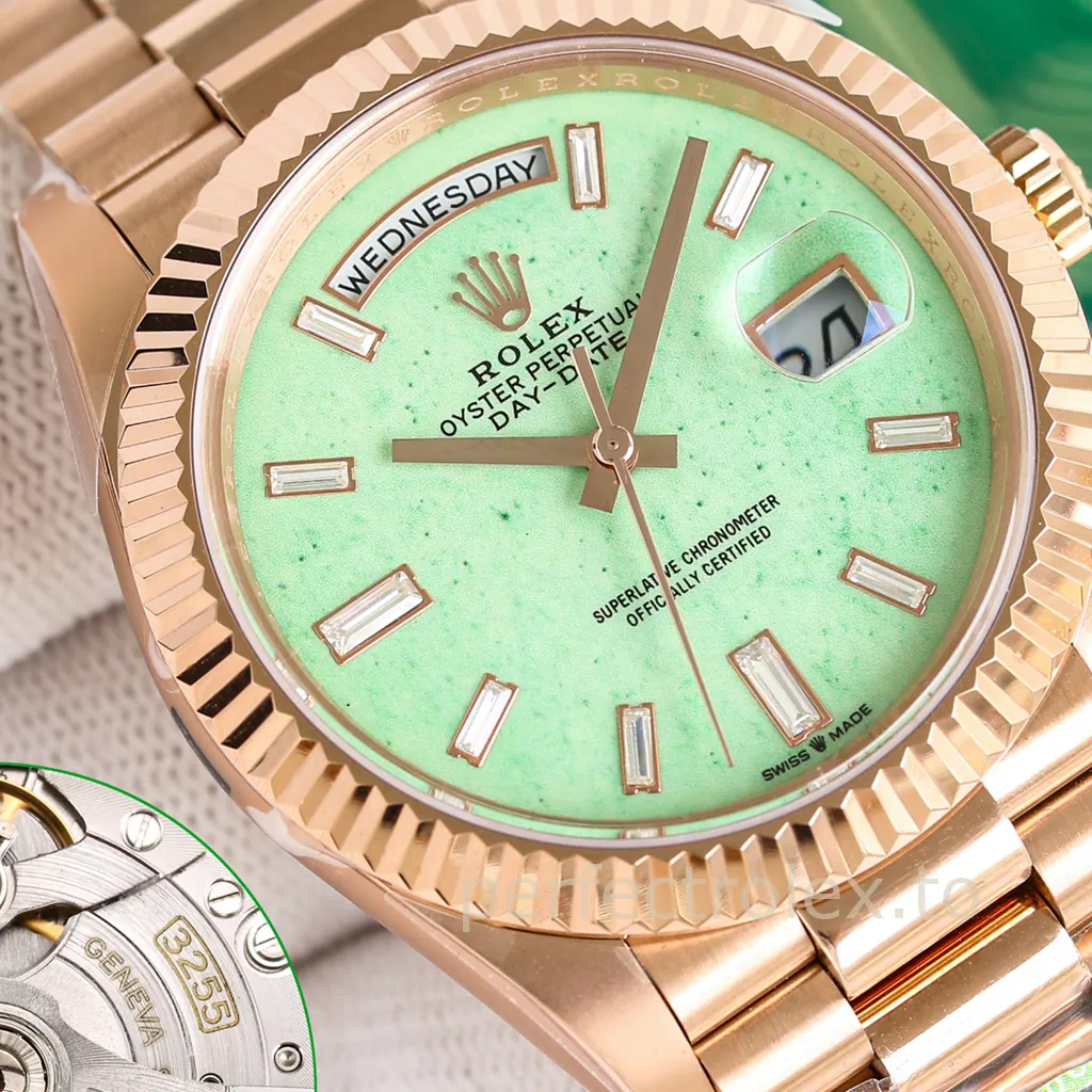 Rolex-Day-Date-228235JG-0003-40mm-Mint-Green-Dial-with-3255-Movement-Super-Clone-Watch-Dial-Detail-1
