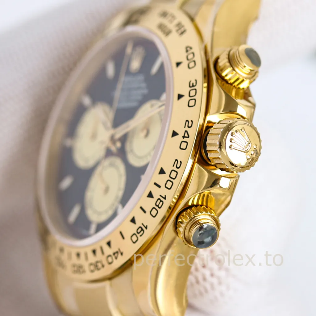 Rolex-Daytona-126508-0002-40mm-Black-Dial-Gold-Tone-Chronograph-with-4131-Movement-Super-Clone-Watch-Right-Side-View