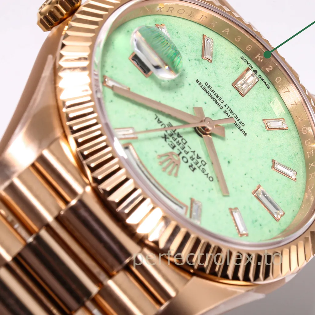 Rolex-Day-Date-228235JG-0003-40mm-Mint-Green-Dial-with-3255-Movement-Super-Clone-Watch-Dial-Detail-2
