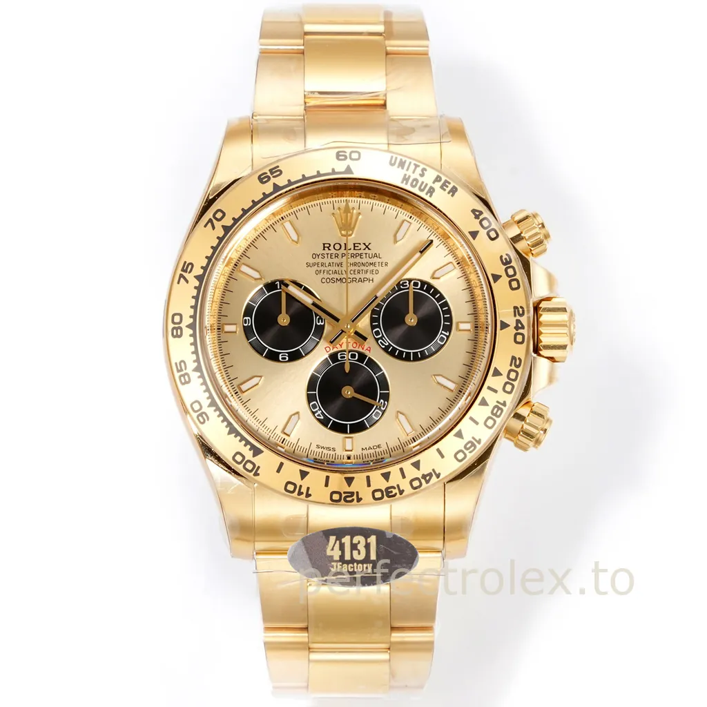 Rolex-Daytona-126508-0006-40mm-Gold-Dial-904L-Steel-Chronograph-with-4131-Movement-Super-Clone-Watch-Front-View-1