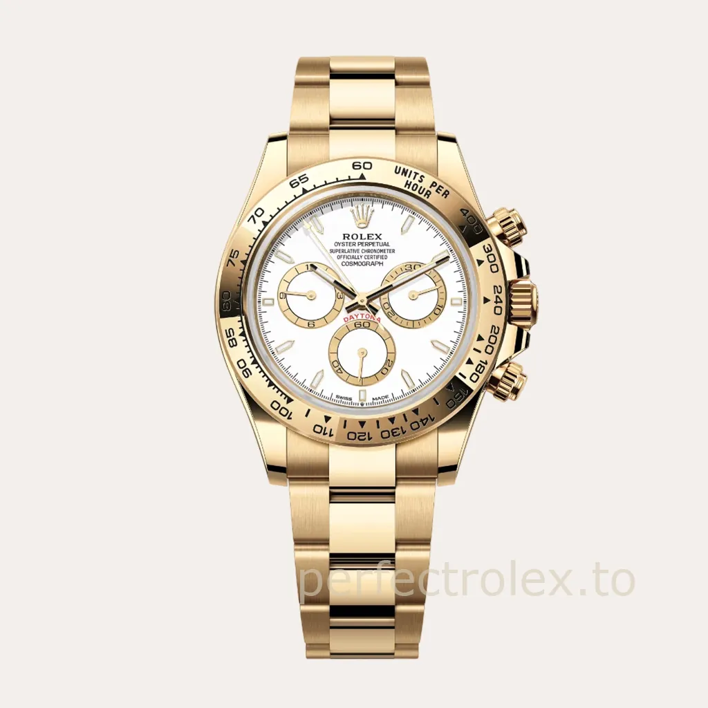 Rolex-Daytona-40mm-126508-0001-White-Dial-Gold-Tone-904L-Steel-Chronograph-Super-Clone-Watch-Hero-Image