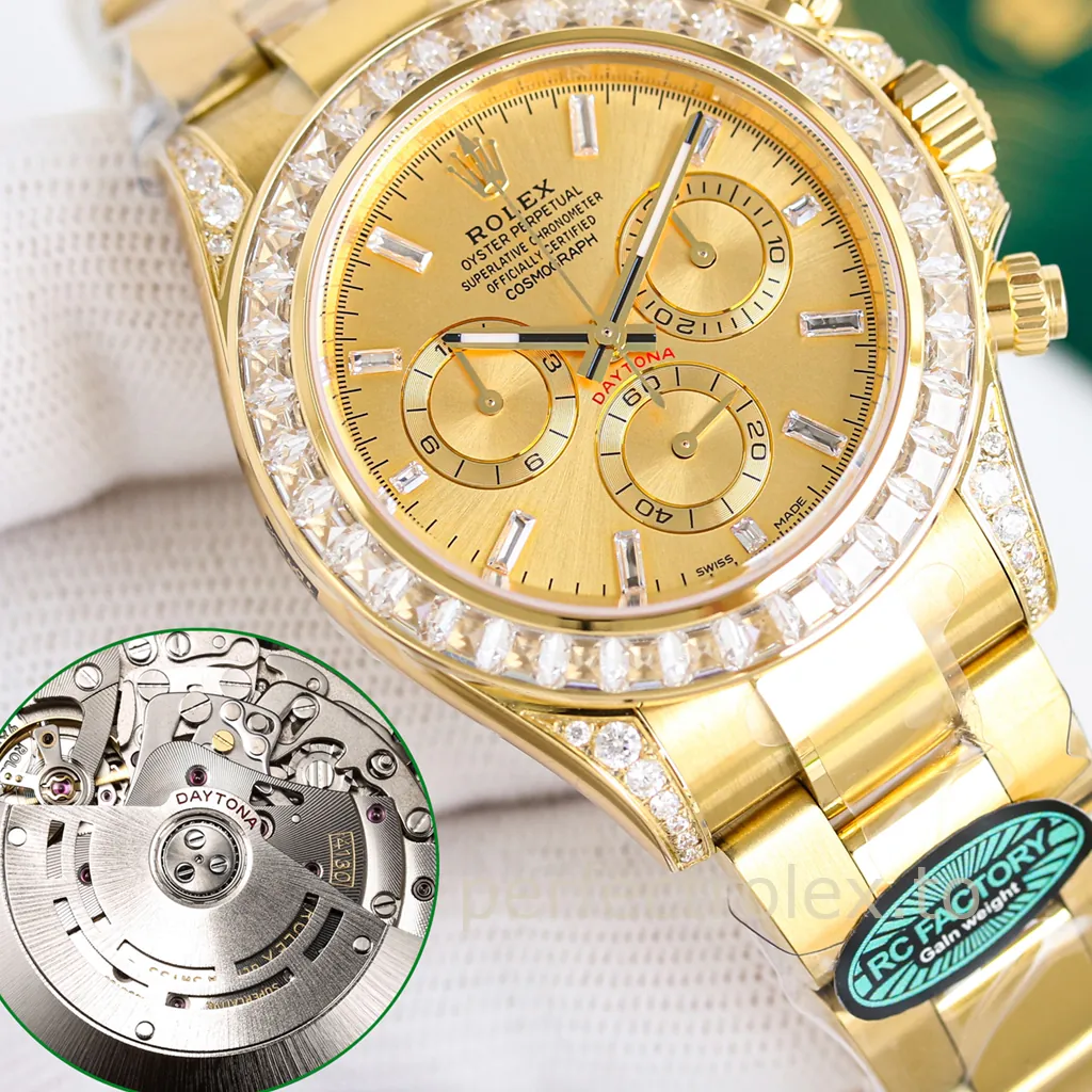 Rolex-Daytona-M126598TBR-0001-40mm-Gem-Set-Champagne-Dial-Chronograph-with-4130-Movement-Super-Clone-Watch-Front-View-1