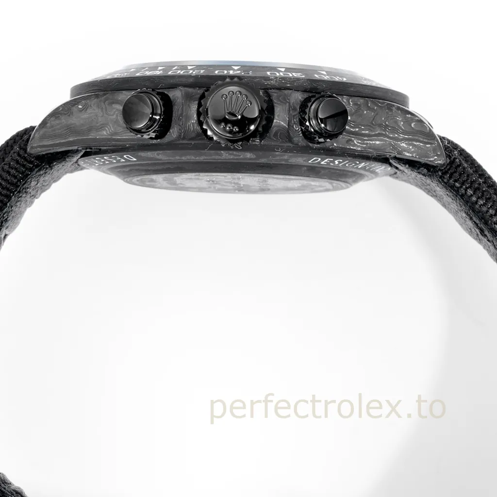 Rolex-Daytona-Cream-Invert-40mm-Carbon-Fiber-Custom-Chronograph-with-4130-Movement-Replica-Watch-Right-Side-View